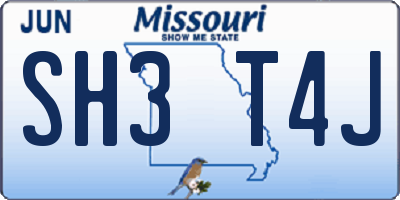 MO license plate SH3T4J