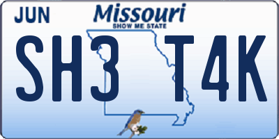 MO license plate SH3T4K