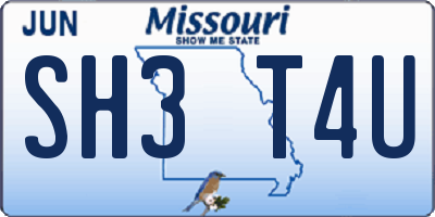 MO license plate SH3T4U