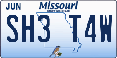 MO license plate SH3T4W