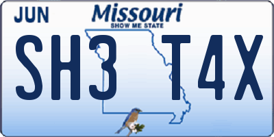 MO license plate SH3T4X