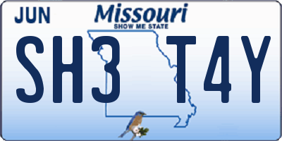 MO license plate SH3T4Y