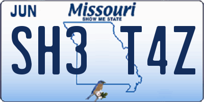 MO license plate SH3T4Z