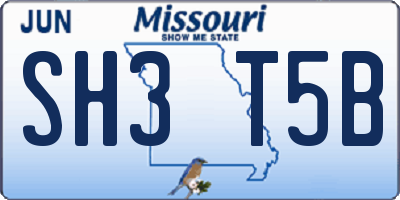 MO license plate SH3T5B