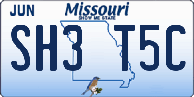 MO license plate SH3T5C