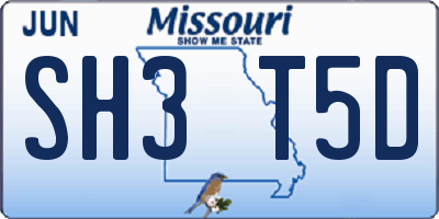 MO license plate SH3T5D