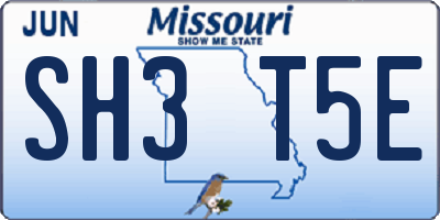 MO license plate SH3T5E