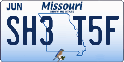 MO license plate SH3T5F