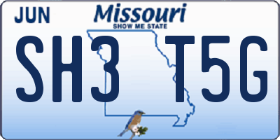 MO license plate SH3T5G