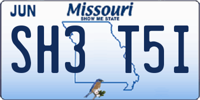 MO license plate SH3T5I