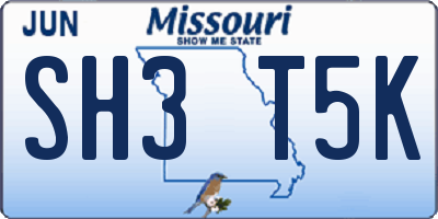MO license plate SH3T5K