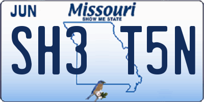 MO license plate SH3T5N