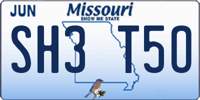MO license plate SH3T5O