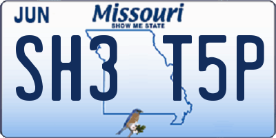 MO license plate SH3T5P