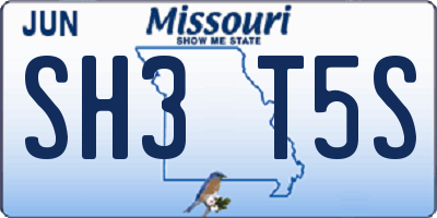 MO license plate SH3T5S