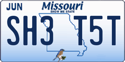 MO license plate SH3T5T