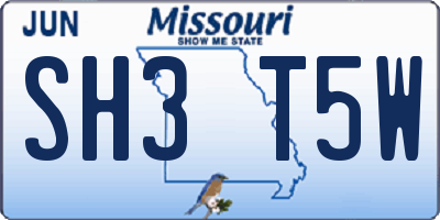 MO license plate SH3T5W