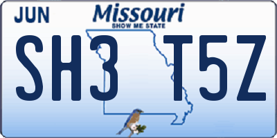 MO license plate SH3T5Z