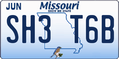MO license plate SH3T6B