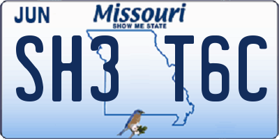 MO license plate SH3T6C