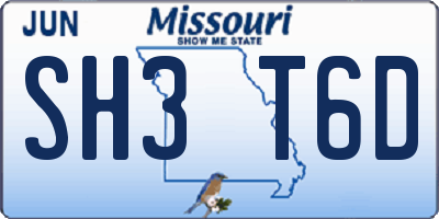 MO license plate SH3T6D