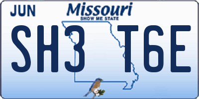 MO license plate SH3T6E