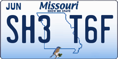 MO license plate SH3T6F