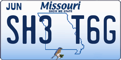 MO license plate SH3T6G