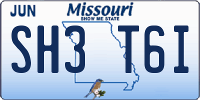 MO license plate SH3T6I