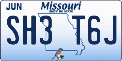 MO license plate SH3T6J
