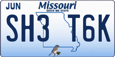 MO license plate SH3T6K