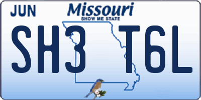 MO license plate SH3T6L
