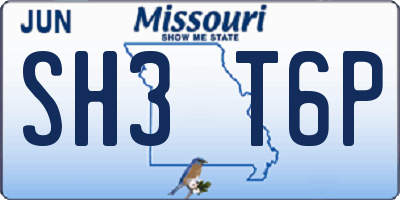 MO license plate SH3T6P
