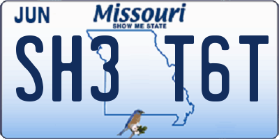 MO license plate SH3T6T