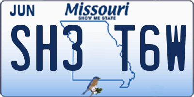MO license plate SH3T6W