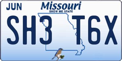 MO license plate SH3T6X