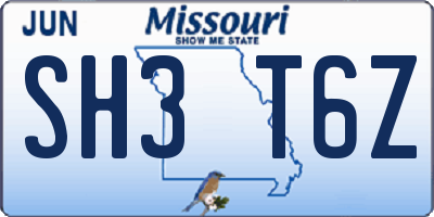 MO license plate SH3T6Z