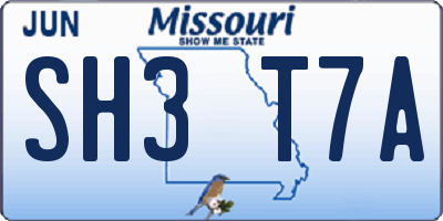 MO license plate SH3T7A