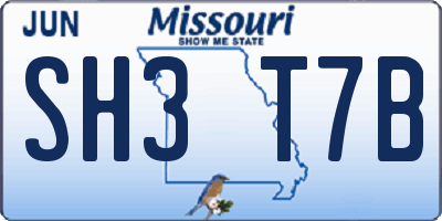MO license plate SH3T7B