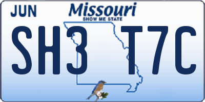 MO license plate SH3T7C