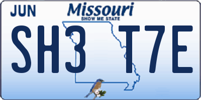 MO license plate SH3T7E