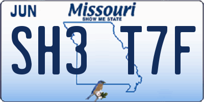MO license plate SH3T7F