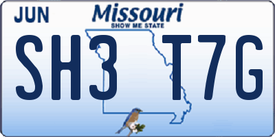 MO license plate SH3T7G