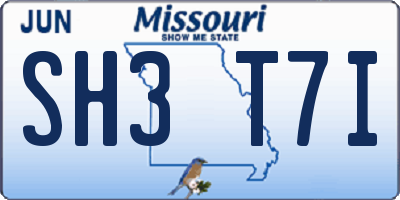 MO license plate SH3T7I