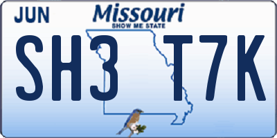 MO license plate SH3T7K
