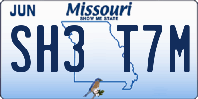 MO license plate SH3T7M