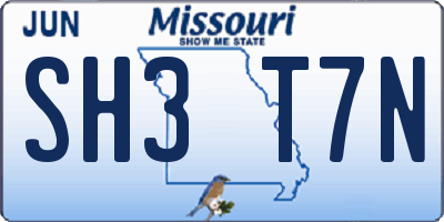 MO license plate SH3T7N