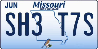 MO license plate SH3T7S