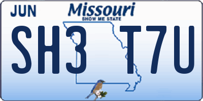 MO license plate SH3T7U