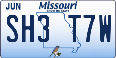MO license plate SH3T7W